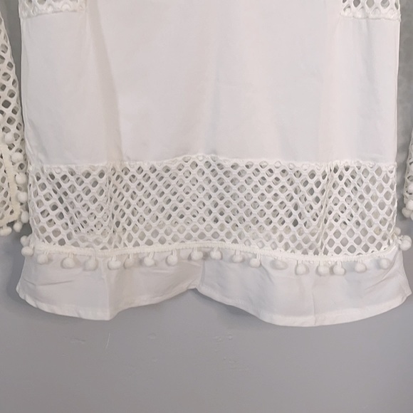 Thx Giving White Mesh Long Sleeve Top - Picture 2 of 7